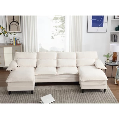 4 Seater U Shaped Modular Sectional Sofa Couch For Living Room, Corner Sofa With 4pcs Waist Pillows 4 4 Seater U Shaped Modular Sectional Sofa Couch For Living Room, Corner Sofa With 4pcs Waist Pillows - Image 4