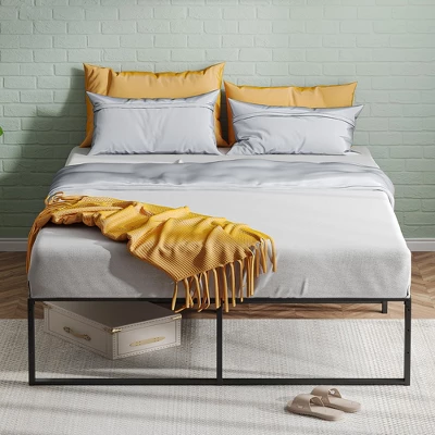 Queen Metal Bed Frame Platform, 14 Inch Queen Bedframe With Sturdy Steel Slats Mattress Foundation No Box Spring Needed Easy Assemble Noise Free Black 2 Queen Metal Bed Frame Platform, 14 Inch Queen Bedframe With Sturdy Steel Slats Mattress Foundation No Box Spring Needed Easy Assemble Noise Free Black - Image 2