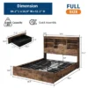 Bed Frame With High Storage Bookcase Headboard, Wood Bed Frame With 4 Storage Drawers, Built In Charging Station,No Box Spring Needed, Metal Frame