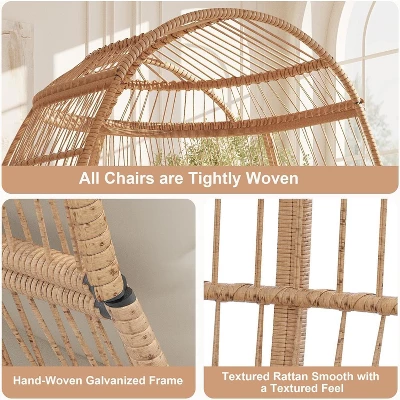 Modern Rattan Egg Chair - Waterproof Outdoor Patio Lounge Chair With Thick Cushion 5 Modern Rattan Egg Chair - Waterproof Outdoor Patio Lounge Chair With Thick Cushion - Image 5