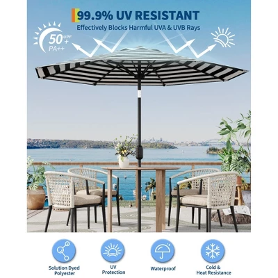 9FT Outdoor Patio Umbrella, Outdoor Table Umbrella, With Push Button Tilt And Crank, 8 Sturdy Ribs UV Protection Waterproof For Garden 5 9FT Outdoor Patio Umbrella, Outdoor Table Umbrella, With Push Button Tilt And Crank, 8 Sturdy Ribs UV Protection Waterproof For Garden - Image 5