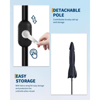 10FT Outdoor Patio Umbrella With 8 Sturdy Ribs, Table Umbrella With Push Button Tilt And Crank, UV Protection Waterproof (Gray) 3 10FT Outdoor Patio Umbrella With 8 Sturdy Ribs, Table Umbrella With Push Button Tilt And Crank, UV Protection Waterproof (Gray) - Image 3