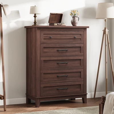 Freestanding 41.3" Tall Vertical Drawer Dresser With Storage , Wooden Closet Storage Chest For Living Room, Bedroom, Entryway, Bedroom 8 Freestanding 41.3" Tall Vertical Drawer Dresser With Storage , Wooden Closet Storage Chest For Living Room, Bedroom, Entryway, Bedroom - Image 8