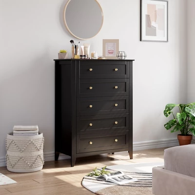 5 Drawers Dresser For Bedroom, Farmhouse Wood Dressers & Chest Of Drawers For Clothes, Storage Dressers Organizer For Living Room, Hallway 3 5 Drawers Dresser For Bedroom, Farmhouse Wood Dressers & Chest Of Drawers For Clothes, Storage Dressers Organizer For Living Room, Hallway - Image 3