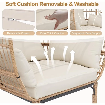 Modern Rattan Egg Chair - Waterproof Outdoor Patio Lounge Chair With Thick Cushion 4 Modern Rattan Egg Chair - Waterproof Outdoor Patio Lounge Chair With Thick Cushion - Image 4