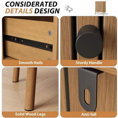 Fluted 4 Drawers Dresser, Tall Modern Chest Of Drawers, Bedroom Dressers With Drawers 5 Fluted 4 Drawers Dresser, Tall Modern Chest Of Drawers, Bedroom Dressers With Drawers - Image 5