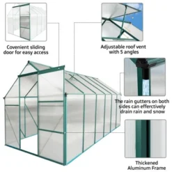 6x12FT Polycarbonate Greenhouse, Heavy Duty Aluminum Walk-in Greenhouses With Sliding Door & Raised Base, Plant Greenhouse For Outdoor Garden Backyard 11 6x12FT Polycarbonate Greenhouse, Heavy Duty Aluminum Walk-in Greenhouses With Sliding Door & Raised Base, Plant Greenhouse For Outdoor Garden Backyard -Garvee Sales GUEST f63dac65 a9ae 4793 b3d0 8353c75825fc