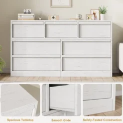 Garvee 7 Drawer Dresser For Bedroom, White Double Dresser Organizer With Concave Handles, Modern Chest Of Drawers For Bedroom Living Room Nursery 9 Garvee 7 Drawer Dresser For Bedroom, White Double Dresser Organizer With Concave Handles, Modern Chest Of Drawers For Bedroom Living Room Nursery -Garvee Sales GUEST f6fa09dd ebd6 43d9 bef9 0acc9c23aaea