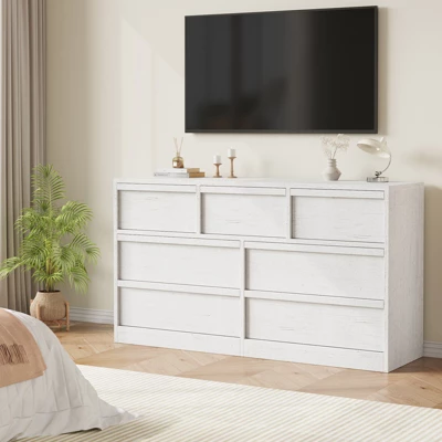 Garvee 7 Drawer Dresser For Bedroom, White Double Dresser Organizer With Concave Handles, Modern Chest Of Drawers For Bedroom Living Room Nursery 2 Garvee 7 Drawer Dresser For Bedroom, White Double Dresser Organizer With Concave Handles, Modern Chest Of Drawers For Bedroom Living Room Nursery - Image 2