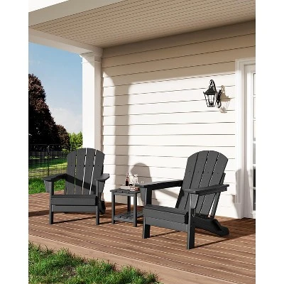 Folding Adirondack Chairs Set Of 2 With Side Table - HDPE Poly Lumber, 380lb Capacity & Weather-Resistant For Patio, Fire Pit 12 Folding Adirondack Chairs Set Of 2 With Side Table - HDPE Poly Lumber, 380lb Capacity & Weather-Resistant For Patio, Fire Pit - Image 12