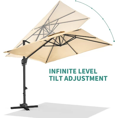 10ftx10ft Cantilever Patio Umbrella With Base,umbrella Outdoor Patio,360 Rotation Outdoor Umbrella With Stand For Deck,Pool,Backyard 2 10ftx10ft Cantilever Patio Umbrella With Base,umbrella Outdoor Patio,360 Rotation Outdoor Umbrella With Stand For Deck,Pool,Backyard - Image 2