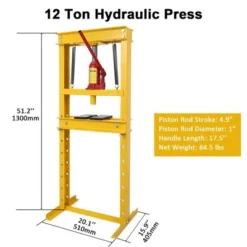 Hydraulic Press 6and12 Ton Hydraulic Shop Press, H-Frame Garage Floor Benchtop Press Adjustable Shop Press, Adjustable Working Table Height