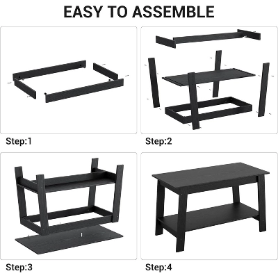 Coffee Table, Small Living Room Tables, 2-Tier Rustic Coffee Table For Living Room, Modern Farmhouse Rectangular Wood Table For Home 6 Coffee Table, Small Living Room Tables, 2-Tier Rustic Coffee Table For Living Room, Modern Farmhouse Rectangular Wood Table For Home - Image 6