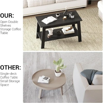 Coffee Table, Small Living Room Tables, 2-Tier Rustic Coffee Table For Living Room, Modern Farmhouse Rectangular Wood Table For Home 5 Coffee Table, Small Living Room Tables, 2-Tier Rustic Coffee Table For Living Room, Modern Farmhouse Rectangular Wood Table For Home - Image 5