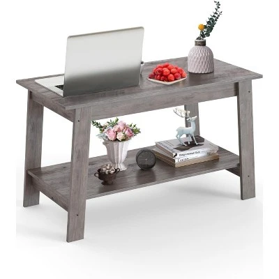 Coffee Table, Small Living Room Tables, 2-Tier Rustic Coffee Table For Living Room, Modern Farmhouse Rectangular Wood Table For Home 9 Coffee Table, Small Living Room Tables, 2-Tier Rustic Coffee Table For Living Room, Modern Farmhouse Rectangular Wood Table For Home - Image 9