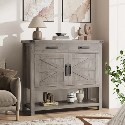 Farmhouse Entryway Table With 2-Door Cabinet & 2 Drawers, Wood Console Table With Storage, Coffee Bar Cabinet, Sofa Tables Buffet Sideboard 7 Farmhouse Entryway Table With 2-Door Cabinet & 2 Drawers, Wood Console Table With Storage, Coffee Bar Cabinet, Sofa Tables Buffet Sideboard - Image 7