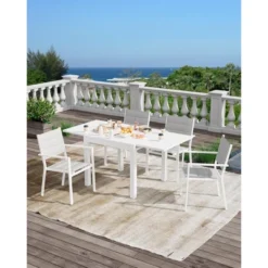 Expandable Patio Table, Extendable Outdoor Dining Table Set For 4-6 Persons, Aluminum Slat Frame Perfect For Backyard, Deck, Porch -Garvee Sales GUEST f93f4913 803d 4986 8a30 f548c3a42aaf 1