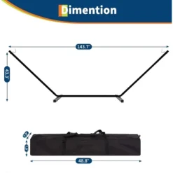 12FT Double Hammock With Stand Heavy Duty Portable Hammocks 475 Lbs Large Outdoor Hammocks With Carrying Bag For Patio, Beach, Backyard