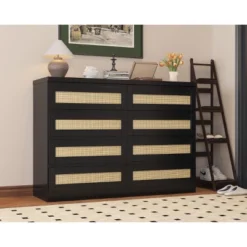Garvee Rattan Dresser For Bedroom, 8 Drawer Dresser For Closet, Double Wood Dressers & Chest Of Drawers For TV Stands, Living Room -Garvee Sales GUEST f95741fa e799 4e76 8043 beed00e356be