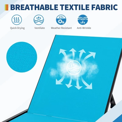 Adjustable Backrest Poolside Loungers Set Of 3, Outdoor Lounge Chairs With Wheels, Patio Chaise Lounge Chairs With Side Table 5 Adjustable Backrest Poolside Loungers Set Of 3, Outdoor Lounge Chairs With Wheels, Patio Chaise Lounge Chairs With Side Table - Image 5