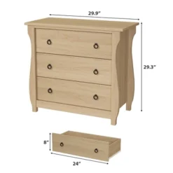 Garvee Natural 3 Drawer Dresser, Mid-Century Nightstand 3 Chest Of Drawer With Curved Leg Bedside End Table For Living Room Bedroom Entryway Nursery -Garvee Sales GUEST f9e8b4ba ca69 4074 b4bb fc60e221c796