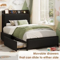 Bed Frame With 2 Storage Drawers And Charging Station, Rustic Linen Upholstered Platform Bedframe With Storage Headboard, 8 Bed Frame With 2 Storage Drawers And Charging Station, Rustic Linen Upholstered Platform Bedframe With Storage Headboard, -Garvee Sales GUEST fa607a76 6d73 4980 8c3a 9d21db4d051a