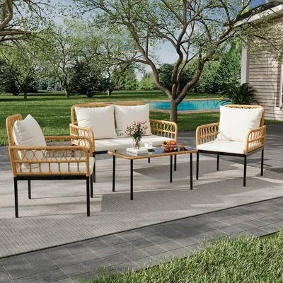 Wicker Patio Bistro Sets Outdoor Conversation Sets With Side Table And Rattan Chairs, Patio Furniture Set For Apartment, Backyard, Porch 9 Wicker Patio Bistro Sets Outdoor Conversation Sets With Side Table And Rattan Chairs, Patio Furniture Set For Apartment, Backyard, Porch - Image 9