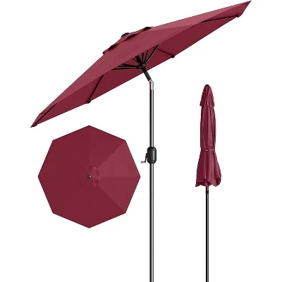9FT Patio Umbrella Outdoor, Market, Table Umbrella With Push Button Tilt And Crank, 8 Sturdy Ribs For Garden, Pool, Deck, Backyard 7 9FT Patio Umbrella Outdoor, Market, Table Umbrella With Push Button Tilt And Crank, 8 Sturdy Ribs For Garden, Pool, Deck, Backyard - Image 7