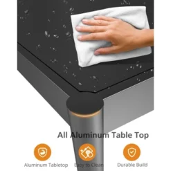 57" Aluminum Outdoor Dining Table For 6, Large Rectangular Patio Table With E-Coating For Backyard, Deck, Garden, Lawn, Black -Garvee Sales GUEST fb0aa034 ca98 432d 8dd9 11e8ee6b5f34