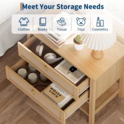 Rattan Night Stand Set Of 2, Boho Nightstand With 2 Drawers And Storage Shelf, Modern Farmhouse Nightstand, Side Tables For Living Room, Bedroom 13 Rattan Night Stand Set Of 2, Boho Nightstand With 2 Drawers And Storage Shelf, Modern Farmhouse Nightstand, Side Tables For Living Room, Bedroom -Garvee Sales GUEST fb44159c 32e8 4934 b338 c278d341c65c