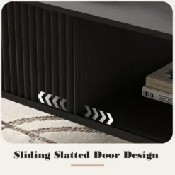 2-Tiers Coffee Table, 41.34''L Farmhouse Coffee Tables With Storage And Sliding Wave Pattern Door, Modren Tea Table, Wood -Garvee Sales GUEST fb9cf451 38bc 4ad2 a9eb 5a3141a30187