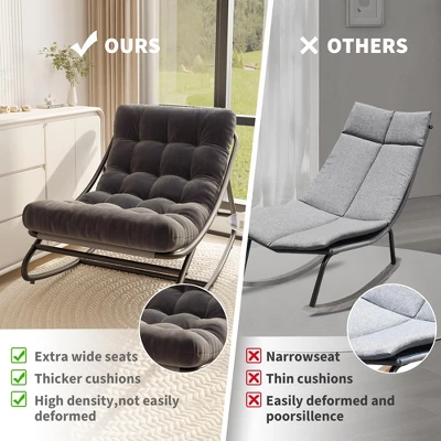 Garvee Outdoor Rocking Chairs, Comfortable Lounging Chair With Removable Cushions, Sturdy Metal Frame, Padded Seat For Patio, Garden & Living Room 4 Garvee Outdoor Rocking Chairs, Comfortable Lounging Chair With Removable Cushions, Sturdy Metal Frame, Padded Seat For Patio, Garden & Living Room - Image 4