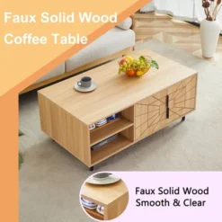 Wood Coffee Table With Hidden Compartment And Large Storage Shelf, Dining Center Table For Home Living Room Office -Garvee Sales GUEST fc3e8b8f c933 4a13 be42 d9f9755d3ae3