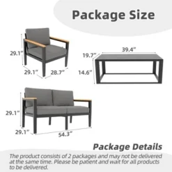 Aluminum Patio Furniture Set,4 Piece Modern Outdoor Conversation Sets