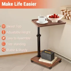 C-Shaped Adjustable Height End Table, 360-Degree Swivel TV Tray Table For Small Spaces, Side Table With Wheels For Living Room And Bedroom, Bed Side 9 C-Shaped Adjustable Height End Table, 360-Degree Swivel TV Tray Table For Small Spaces, Side Table With Wheels For Living Room And Bedroom, Bed Side -Garvee Sales GUEST fcb078b3 cf4a 4be6 a7e7 3cfdcf162dac