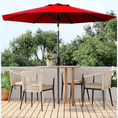 7.5FT Outdoor Patio Umbrella With 6 Sturdy Ribs, Table Umbrella With Push Button Tilt And Crank, UV Protection Waterproof (Red) 2 7.5FT Outdoor Patio Umbrella With 6 Sturdy Ribs, Table Umbrella With Push Button Tilt And Crank, UV Protection Waterproof (Red) - Image 2