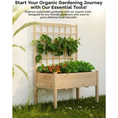 Elevated Garden Planter Box With Trellis, 46"x23"x65" Wooden Standing Raised Bed For Climbing Plants, Vegetables, Flowers - Includes Waterproof Liner 6 Elevated Garden Planter Box With Trellis, 46"x23"x65" Wooden Standing Raised Bed For Climbing Plants, Vegetables, Flowers - Includes Waterproof Liner - Image 6