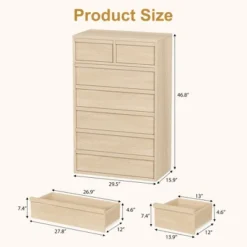 Garvee 7 Drawer Dresser For Bedroom, Natural 7 Chest Of Drawers Tall With Concave Handles, Wooden Dresser Organizer For Living Room Nursery Entryway 11 Garvee 7 Drawer Dresser For Bedroom, Natural 7 Chest Of Drawers Tall With Concave Handles, Wooden Dresser Organizer For Living Room Nursery Entryway -Garvee Sales GUEST fda48910 a01d 4cf4 b078 fb9511a766b1