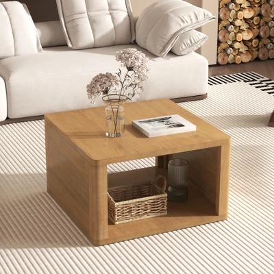 30.8" Modern Square Coffee Table, 2 Tier Center Table With Open Storage, Accent Coffee Table Nightstand For Living Room Bedroom Office 1 30.8" Modern Square Coffee Table, 2 Tier Center Table With Open Storage, Accent Coffee Table Nightstand For Living Room Bedroom Office