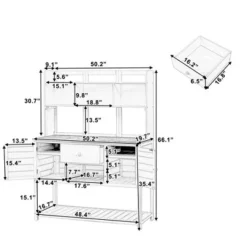 Garden Potting Bench With Hutch, 50.2" Fir Wood Gardening Workstation With Adjustable Shelves, Outdoor Planting Table For Backyard Balcony -Garvee Sales GUEST fdff7def b4ed 4952 856f 2f01cb2c2e10