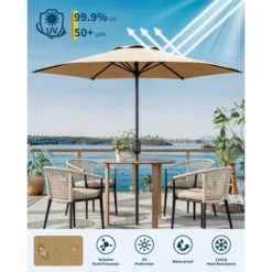 7.5ft Outdoor Patio Umbrella, Table Market Umbrella With 6 Sturdy Ribs UV Protection Waterproof For Garden, Deck, Backyard, Pool,Tan 8 7.5ft Outdoor Patio Umbrella, Table Market Umbrella With 6 Sturdy Ribs UV Protection Waterproof For Garden, Deck, Backyard, Pool,Tan -Garvee Sales GUEST fe1787f5 cea9 417a 82a1 2cfc5f0f8ab2