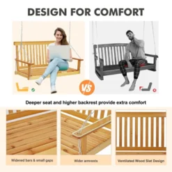 Wooden Porch Swing, Patio Bench Swing Porch Swing Outdoor, Heavy Duty Swing Chair Bench 440LBS With Hanging Chains For Outdoor Patio Garden Yard 12 Wooden Porch Swing, Patio Bench Swing Porch Swing Outdoor, Heavy Duty Swing Chair Bench 440LBS With Hanging Chains For Outdoor Patio Garden Yard -Garvee Sales GUEST fe331779 ce56 42f8 973e 7ca7b704bed7