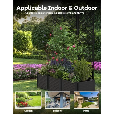 Plastic Plant Box With Plastic Trellis, With Trellis Planter For Climbing Plant Outdoor Planter Box Privacy Screen, For Backyard Patio 3 Plastic Plant Box With Plastic Trellis, With Trellis Planter For Climbing Plant Outdoor Planter Box Privacy Screen, For Backyard Patio - Image 3