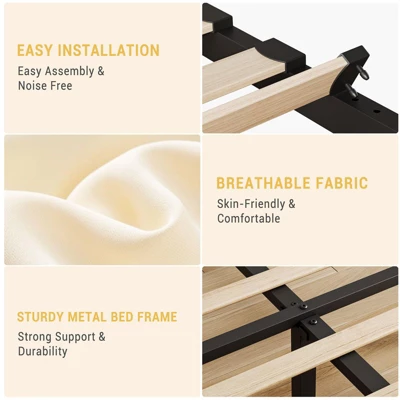 Twin/Full/Queen/King Size Bed Frame With Adjustable Headboard 6 Twin/Full/Queen/King Size Bed Frame With Adjustable Headboard - Image 6