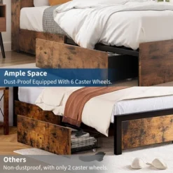 Bed Frame With High Storage Bookcase Headboard, Wood Bed Frame With 4 Storage Drawers, Built In Charging Station,No Box Spring Needed, Metal Frame 14 Bed Frame With High Storage Bookcase Headboard, Wood Bed Frame With 4 Storage Drawers, Built In Charging Station,No Box Spring Needed, Metal Frame -Garvee Sales GUEST feecea6c 2915 41ef 8728 ddabaf1d5157