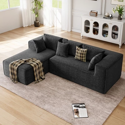 Modular Sectional Couches For Living Room, L-Shaped Sectional Couch With Deep Seat, Upholstered Sofa For Bedroom, No Assembly Required, Chenille 9 Modular Sectional Couches For Living Room, L-Shaped Sectional Couch With Deep Seat, Upholstered Sofa For Bedroom, No Assembly Required, Chenille - Image 9