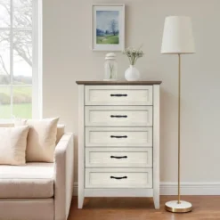 Garvee Chest Of Dresser, Vintage Wood 5 Drawer Tall Dresser Storage Organizer For Closet, Bedroom, Nursery, Living Room, Hallway, White -Garvee Sales GUEST fffeb663 c799 4d09 812f 5f6536658bd7